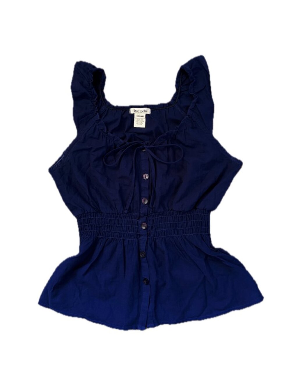 Love Rocks Y2K Navy Peplum Babydoll Top | Medium